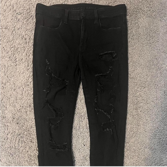 Black Ripped American Eagle Jeans Vintage Size 6 - Picture 5 of 8